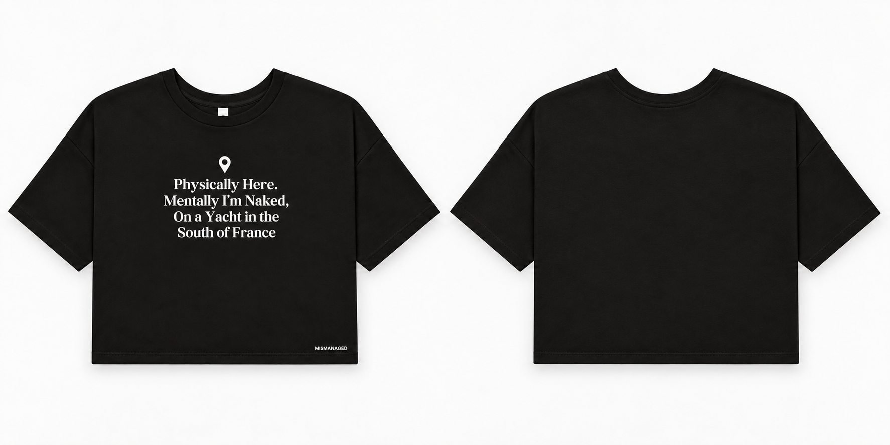 South of France Crop Tee, Black, campaign view