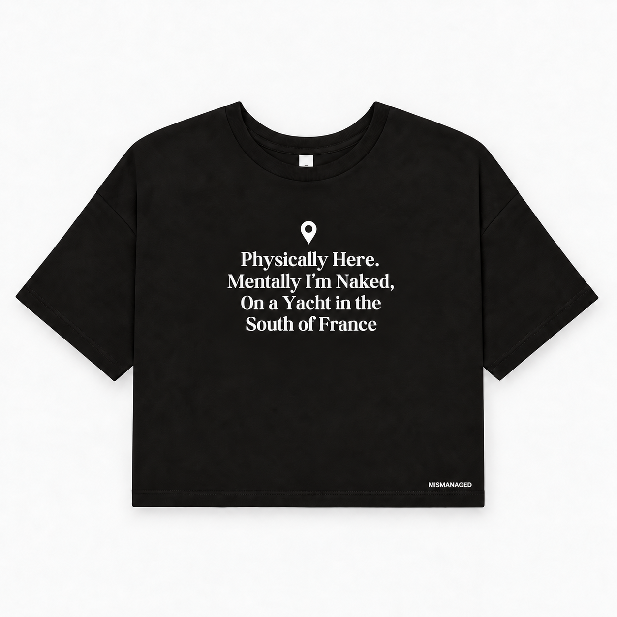South of France Crop Tee, Black, front view