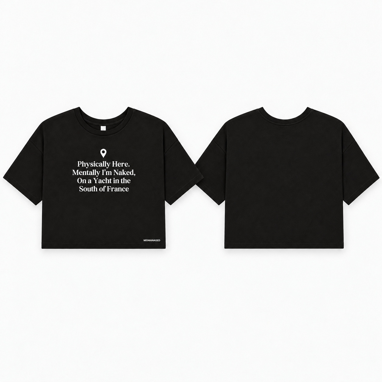 South of France Crop Tee, Black, pair view