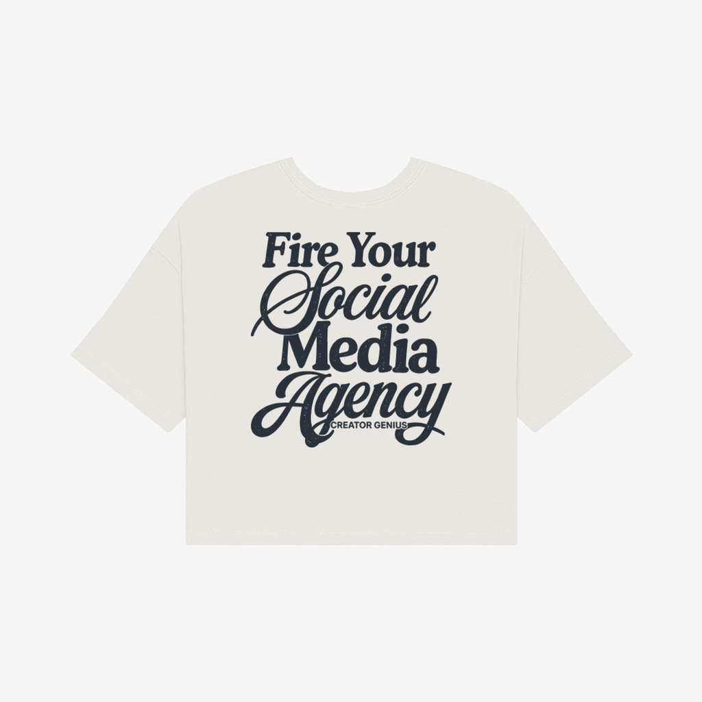 Fire Your Agency Jersey Crop, Vintage White, back view