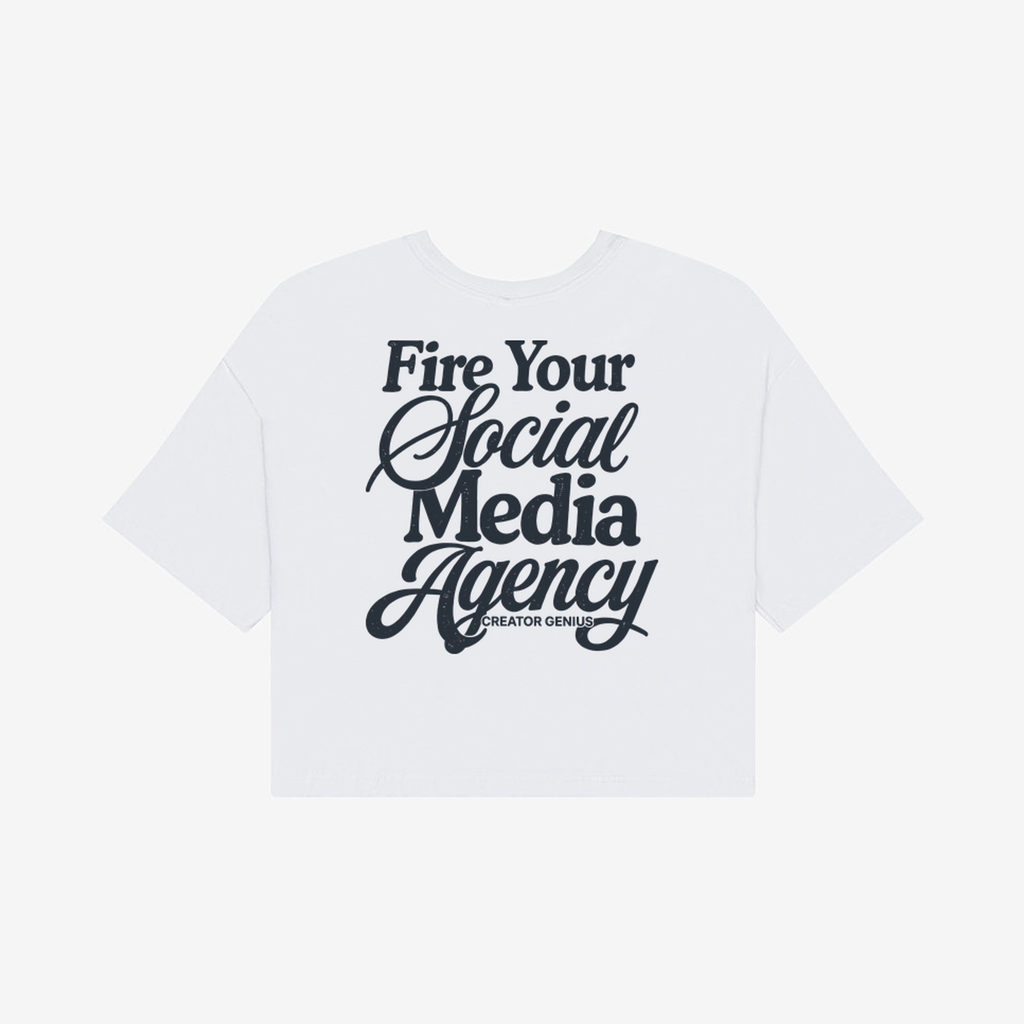 Fire Your Agency Jersey Crop, White, back view
