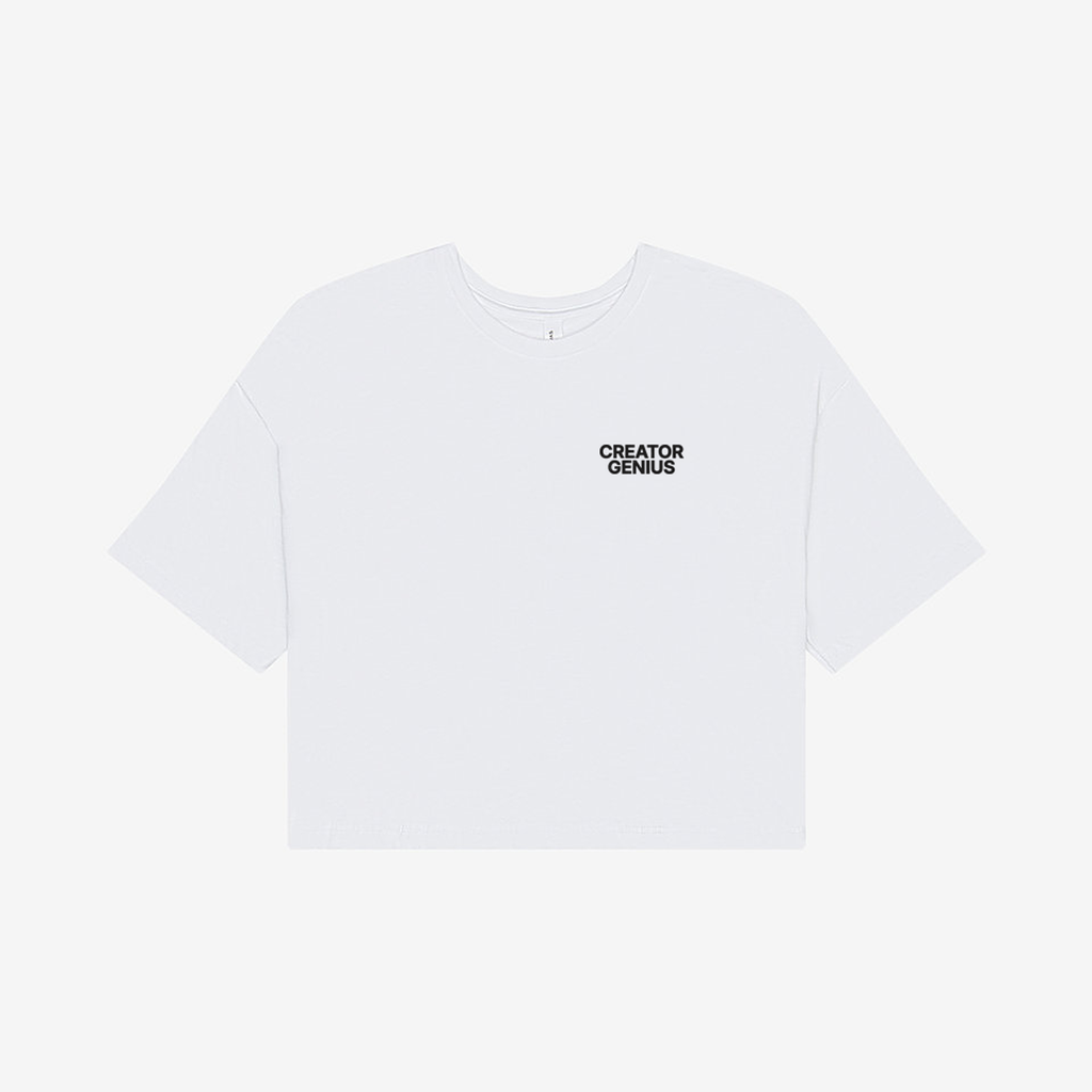 Fire Your Agency Jersey Crop, White, front view