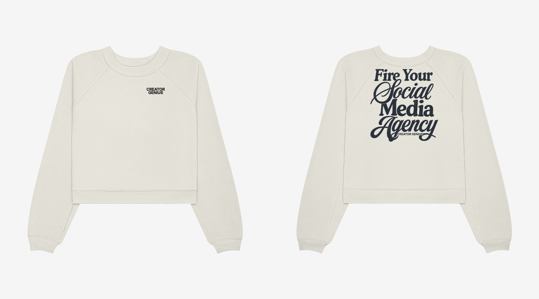 Fire Your Agency Raglan Fleece, Vintage White, campaign view