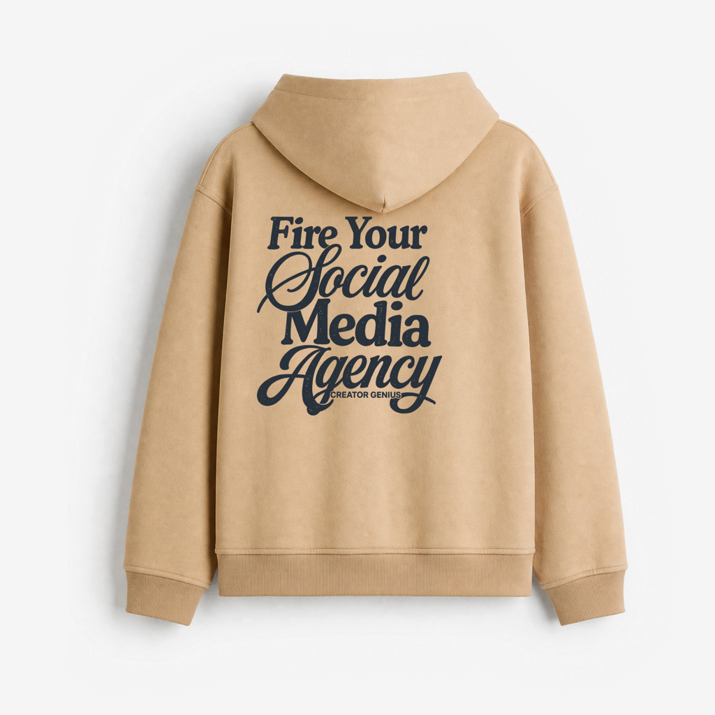 Fire Your Agency Hoodie, Beige, back view
