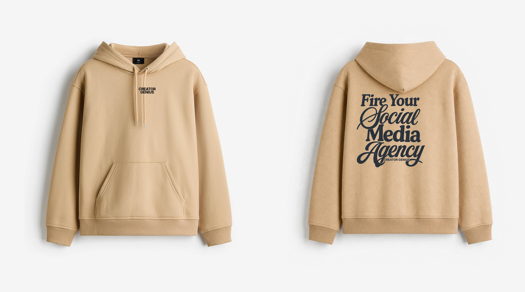 Fire Your Agency Hoodie, Beige, campaign view
