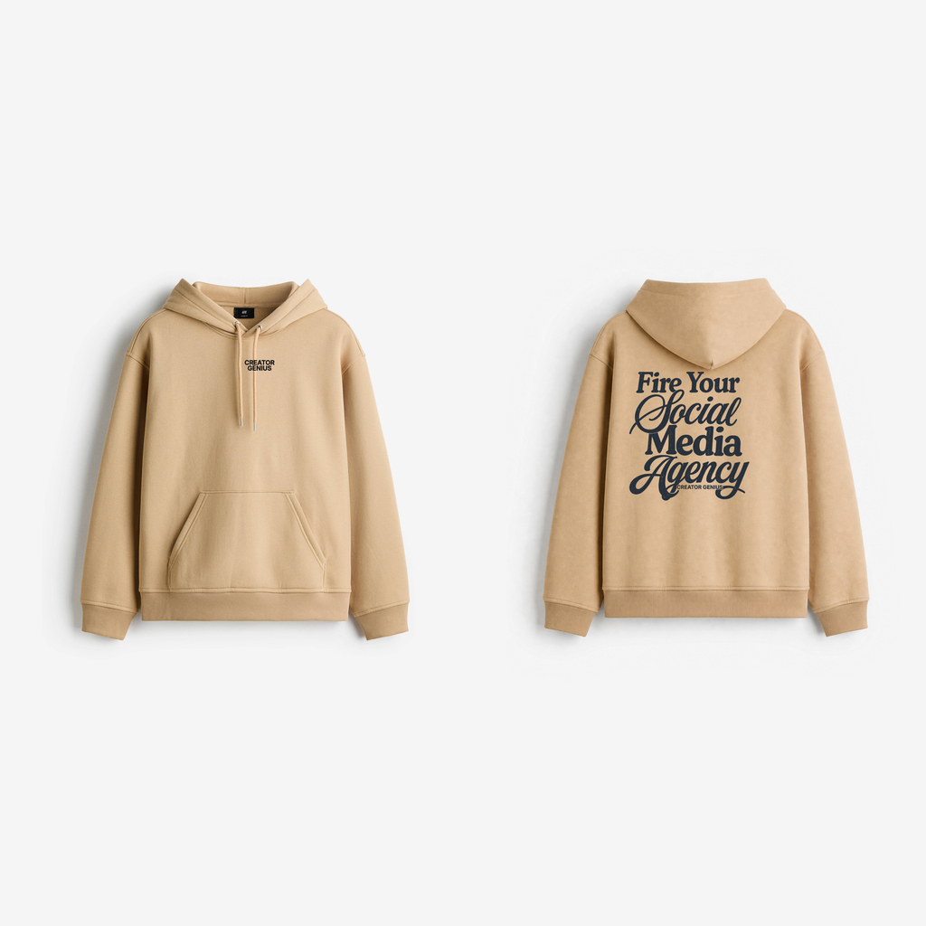 Fire Your Agency Hoodie, Beige, pair view