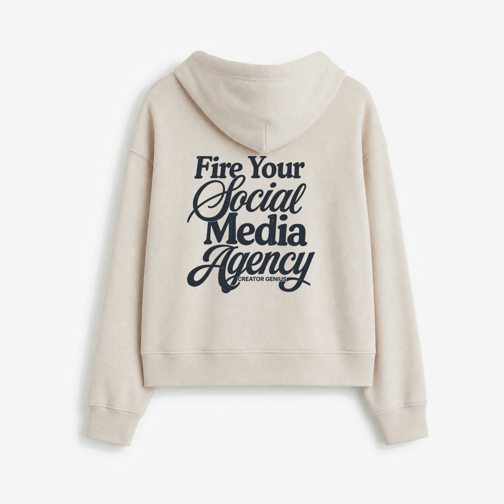 Fire Your Agency Hooded Jacket, Beige, back view