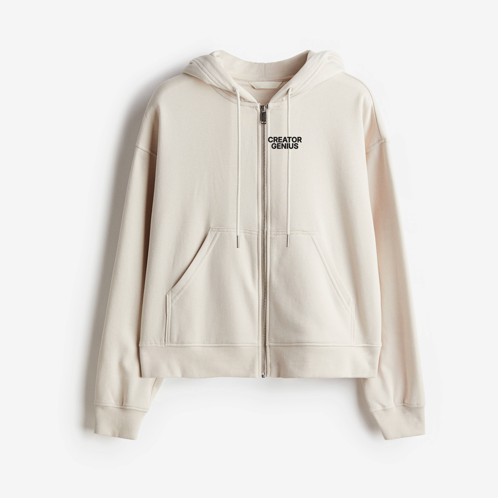 Fire Your Agency Hooded Jacket, Beige, front view
