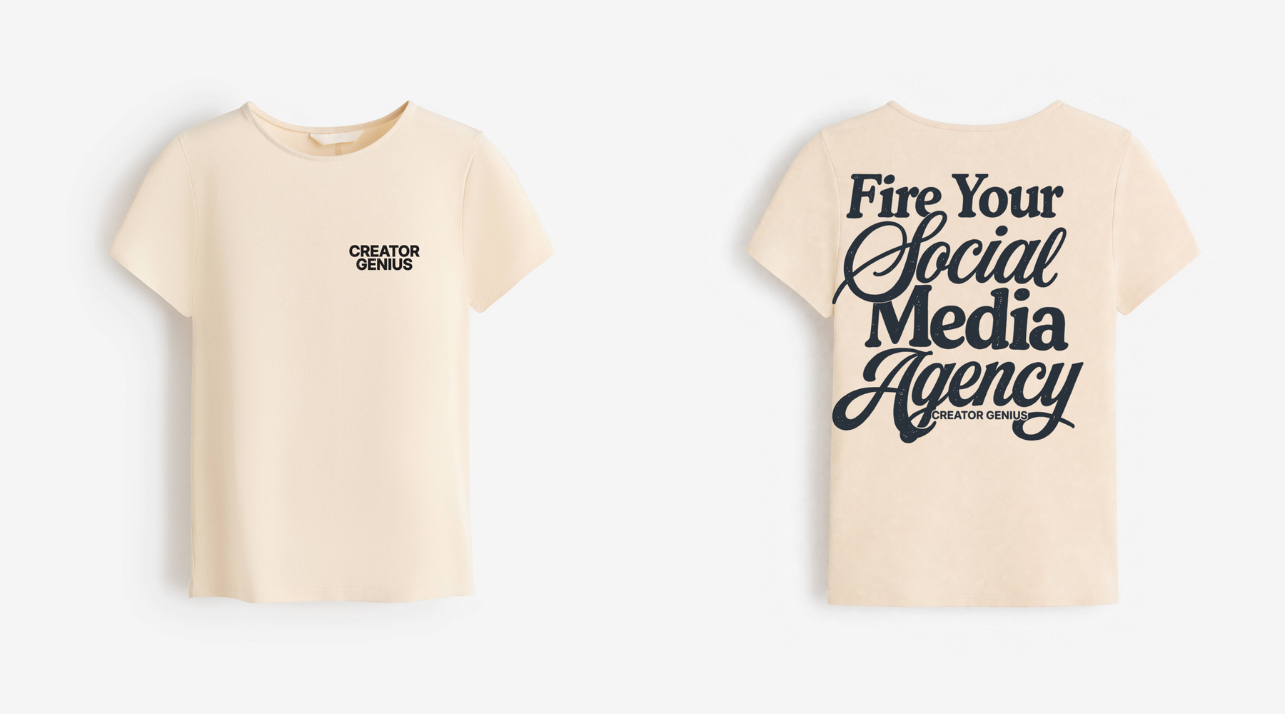 Fire Your Agency Fitted Tee, Beige, campaign view