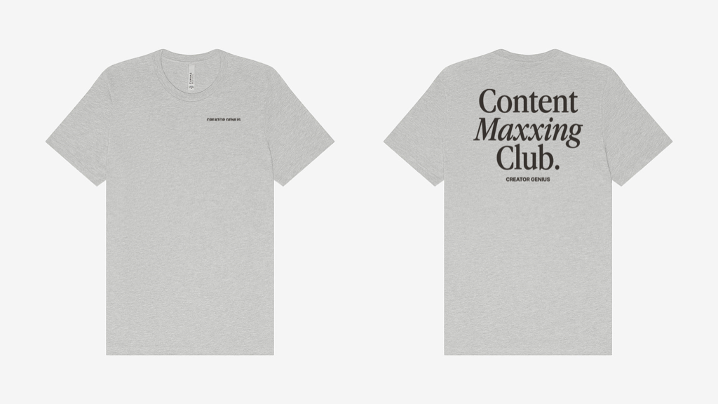 Content Maxxing Unisex Tee, Heather Silver, campaign view
