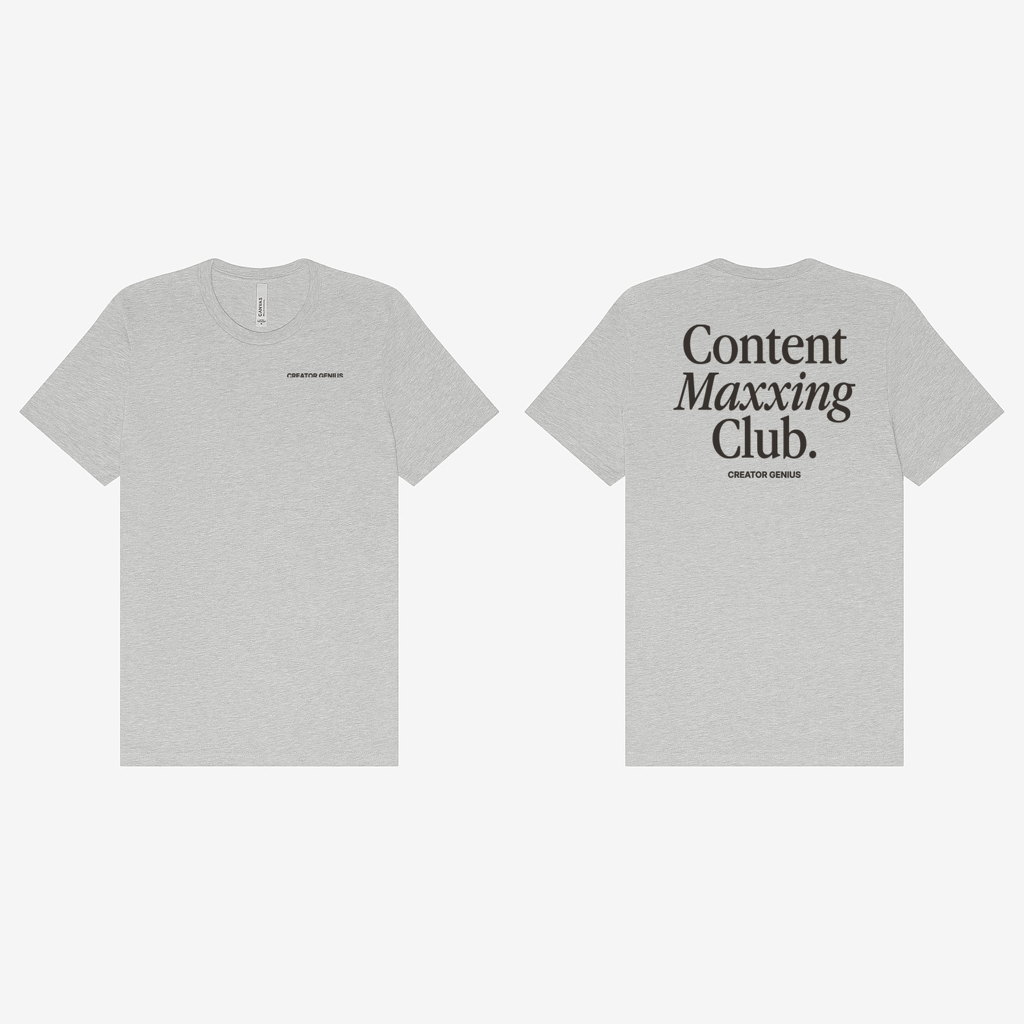 Content Maxxing Unisex Tee, Heather Silver, pair view