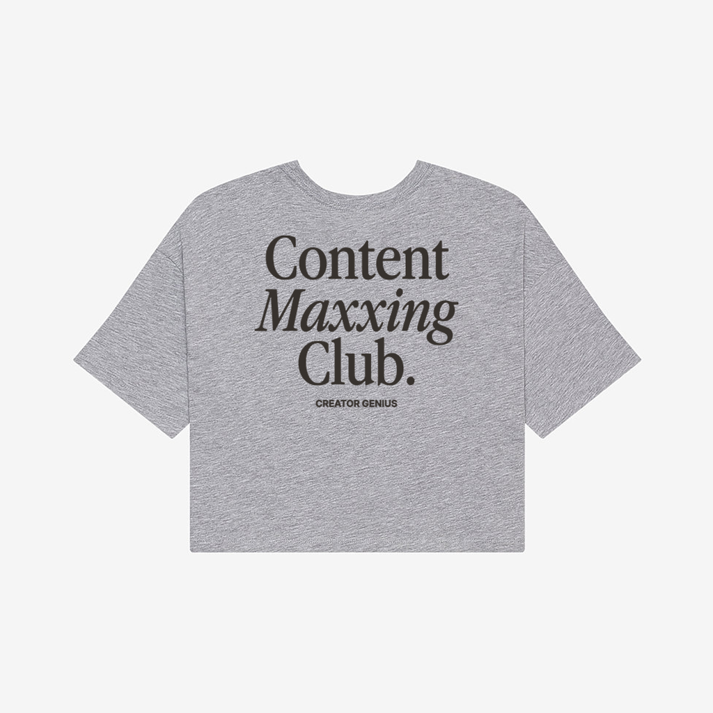 Content Maxxing Jersey Crop, Athletic Heather, back view