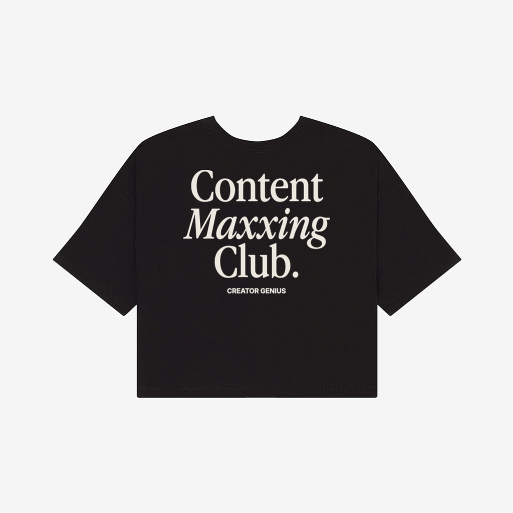 Content Maxxing Jersey Crop, Black, back view