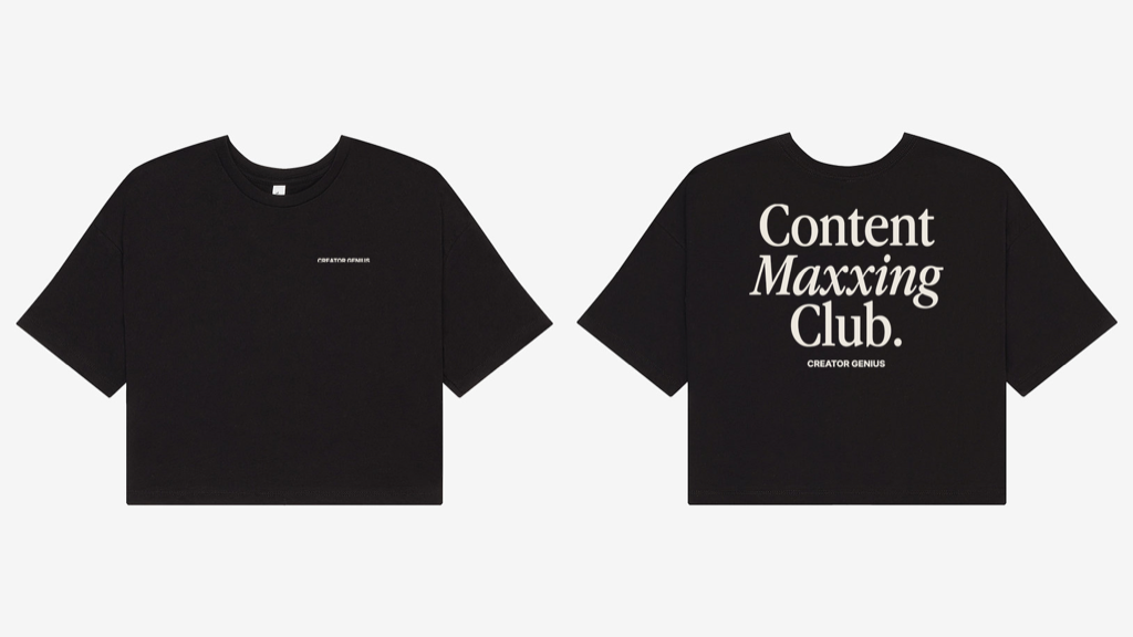 Content Maxxing Jersey Crop, Black, campaign view
