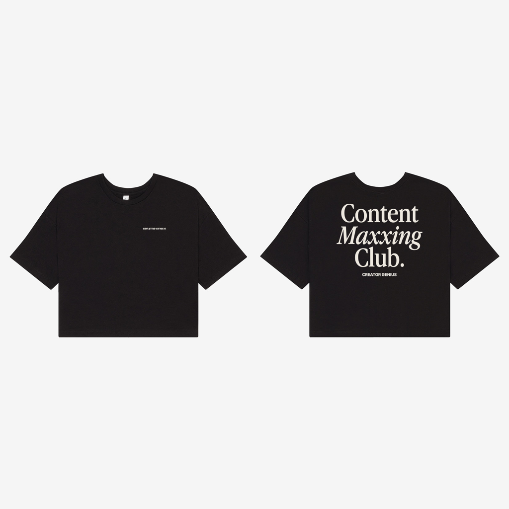 Content Maxxing Jersey Crop, Black, pair view