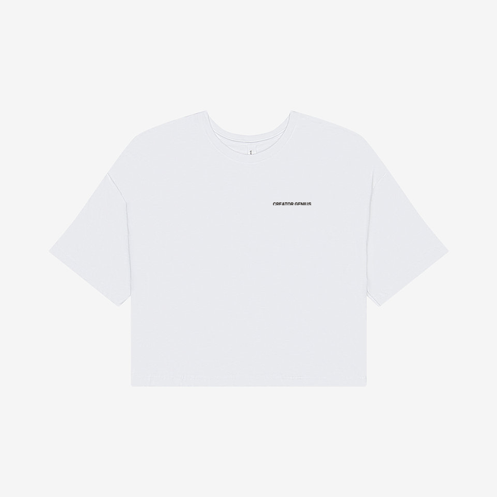 Content Maxxing Jersey Crop, White, front view
