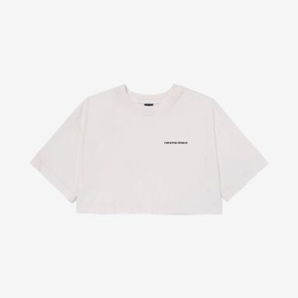 Content Maxxing Garment-Dye Crop, Vintage White, front view