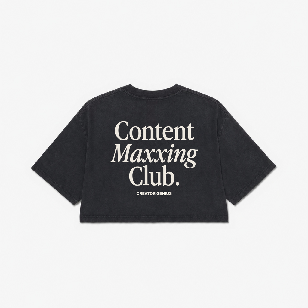 Content Maxxing Garment-Dye Crop, Washed Black, back view
