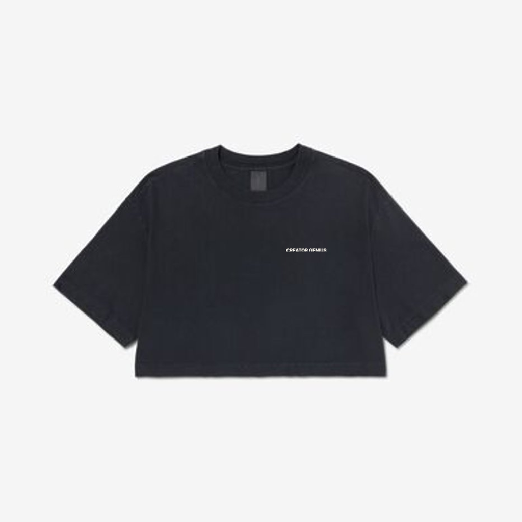 Content Maxxing Garment-Dye Crop, Washed Black, front view