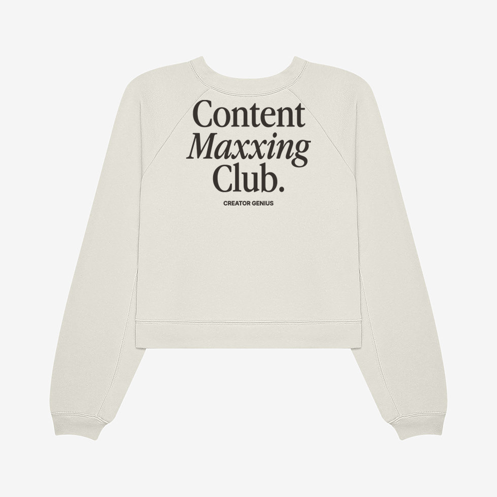 Content Maxxing Raglan Fleece, Vintage White, back view