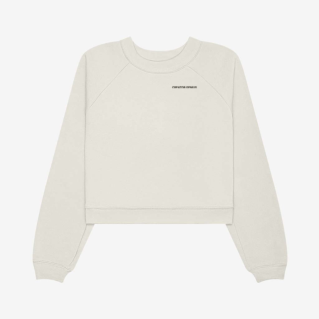 Content Maxxing Raglan Fleece, Vintage White, front view