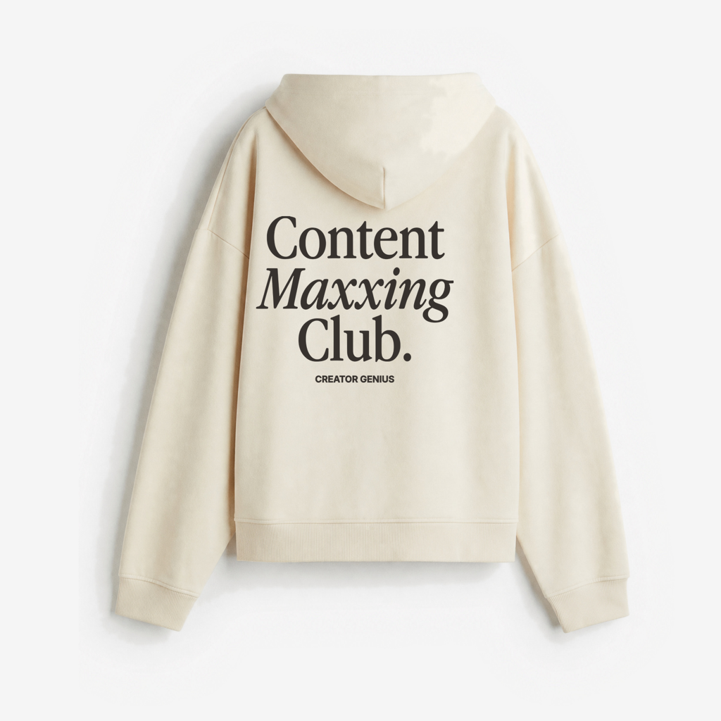 Content Maxxing Hoodie, Beige, back view