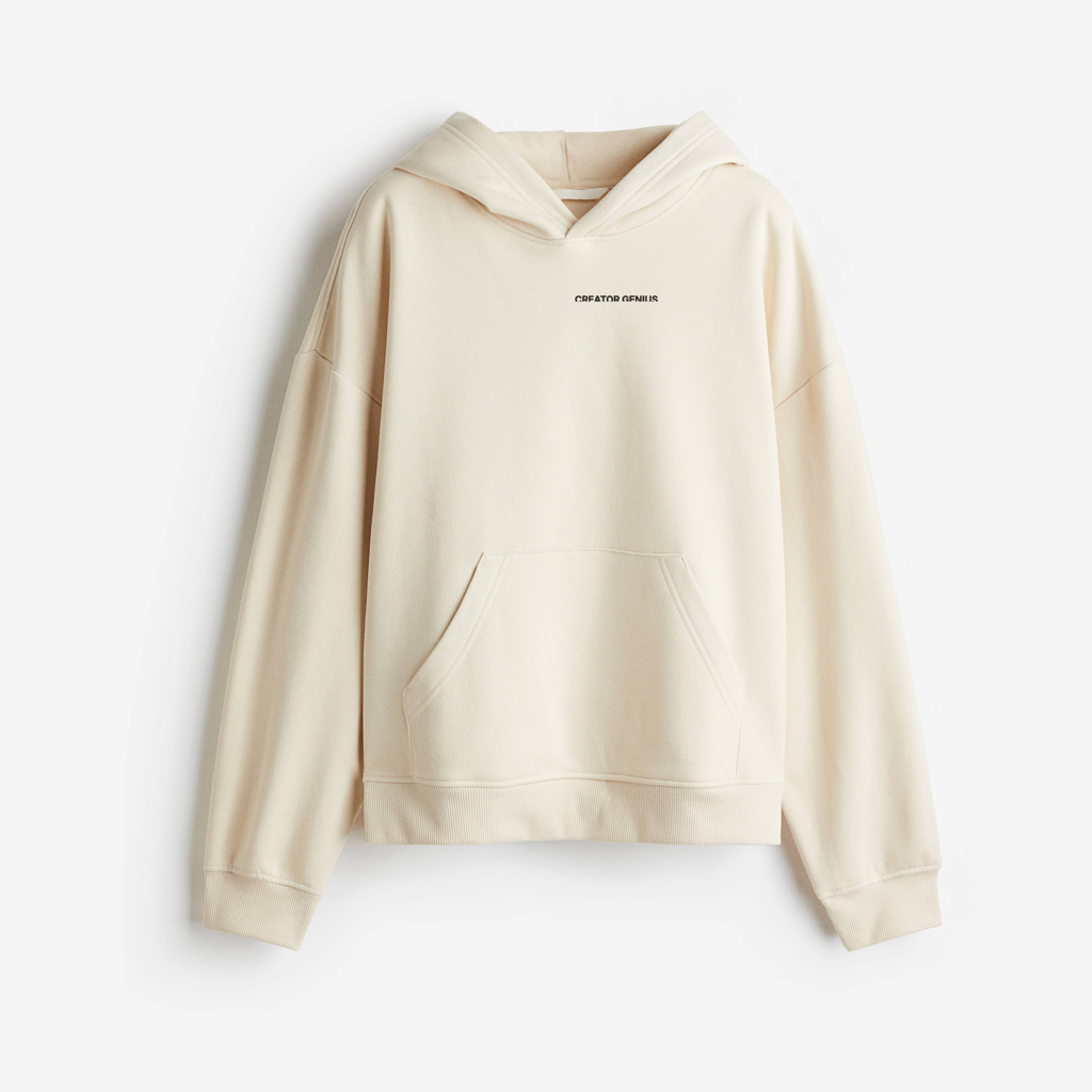 Content Maxxing Hoodie, Beige, front view