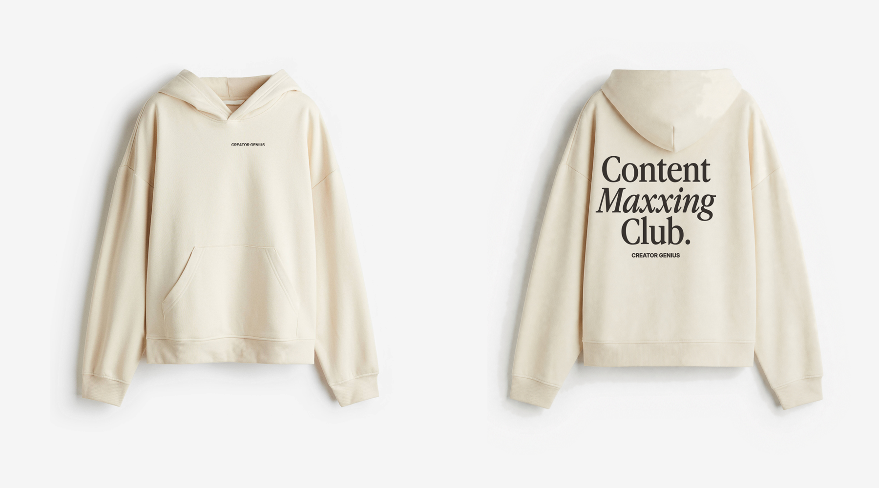 Content Maxxing Hoodie, Beige, campaign view