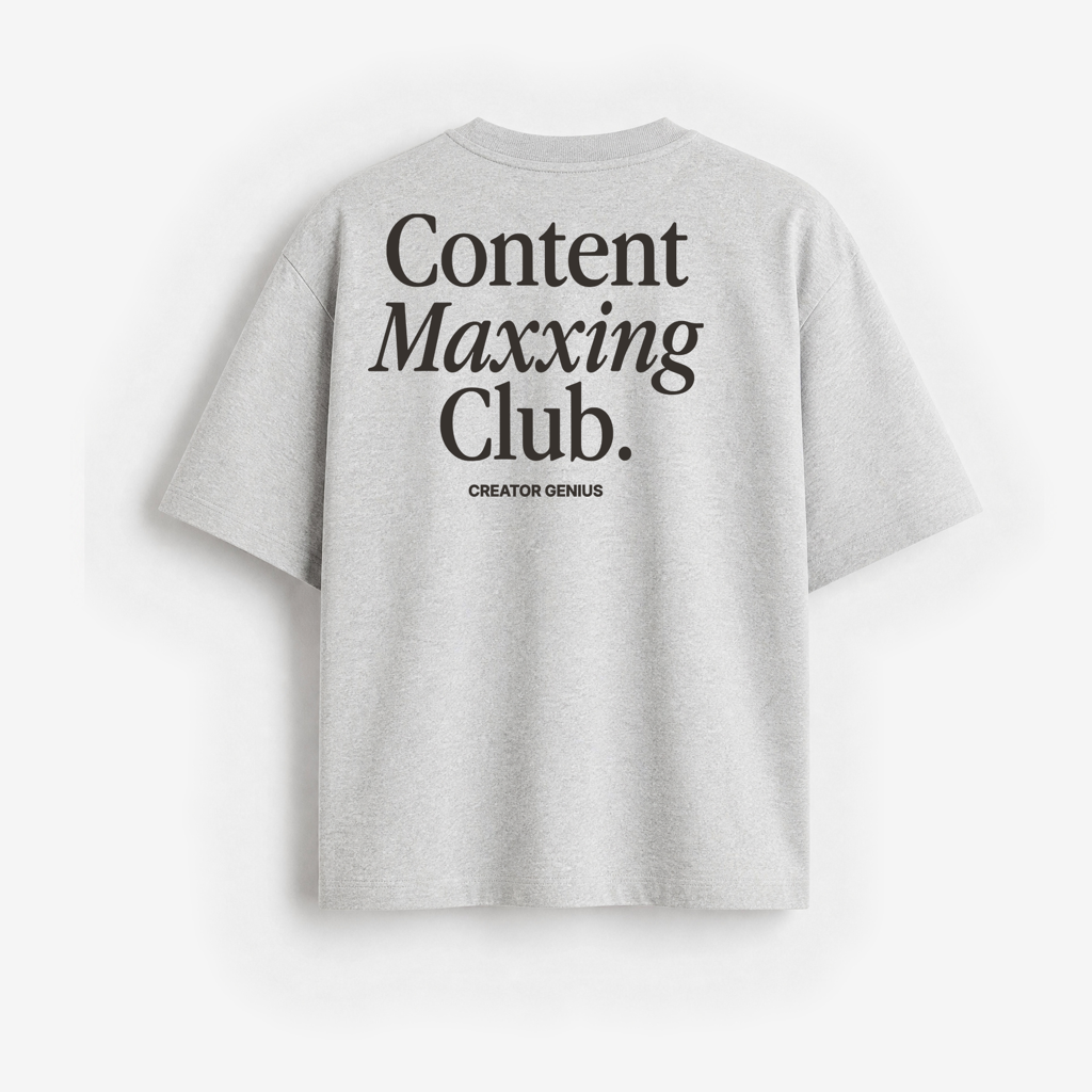 Content Maxxing Boxy Tee, Light Gray, back view