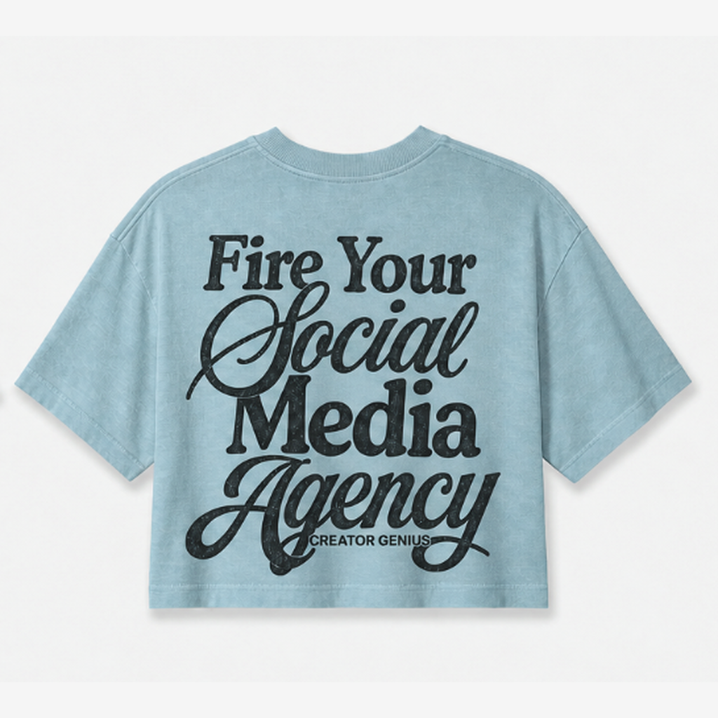 Fire Your Agency Denim Crop, Light Washed Denim, back view